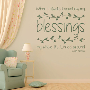 Life Changing Quotes Vinyl Wall Decals - Count Your Blessings Home Decor - Gratitude Room Decorations