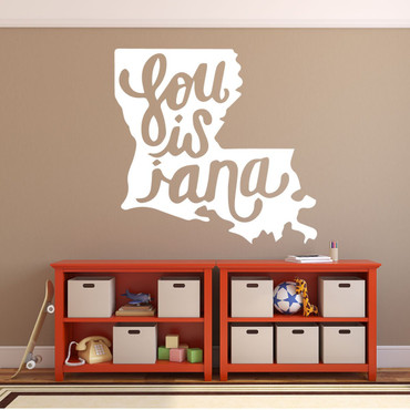 Louisiana State Home Decor - Vinyl Decal with Cursive Writing - Decorative Wall Art For Home, Office, School, Classroom
