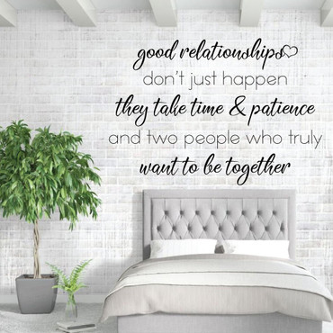 Love Wall Decal - Good Relationships Don't Just Happen - Inspirational Vinyl Quotes for Bedroom, Living Room or Home Decoration