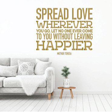 Mother Teresa Wall Art - Spread Love Happier - Christian Vinyl Home Decor for Bedroom or Living Room Decoration
