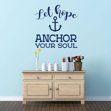 Motivational Wall Decor - Let Hope Anchor Your Soul - Inspirational Vinyl Quotes for Bedroom, Living Room, Dorm or Home Decoration
