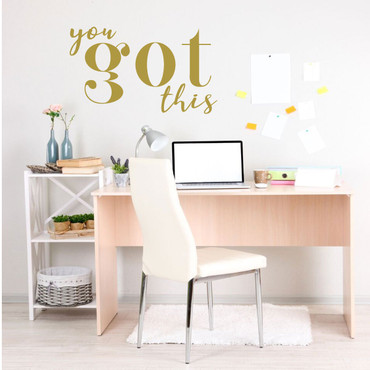 Motivational Wall Sticker Vinyl Quote: 'You Got This' Lettering Decor for Office, Living Room, Bedroom - Available in Small and Large Sizes, 25 Bright Colors