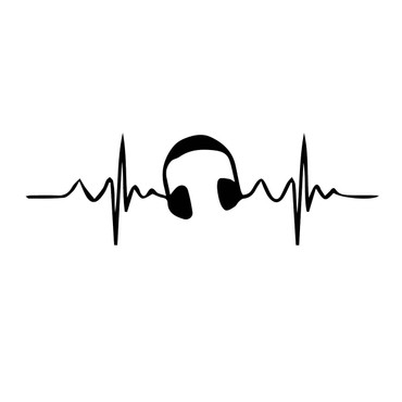 Music Themed Wall Decal - Headphones with Heartbeat Pulse - Vinyl Decoration for Teen Bedroom, Dorm Room, Studio, or Dance Party