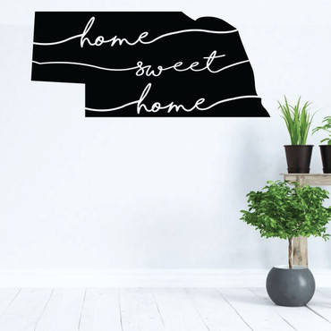 Nebraska Wall Decal - Home Sweet Home - State Silhouette Vinyl Art for Home Decor, Living Room or Family Room Decoration