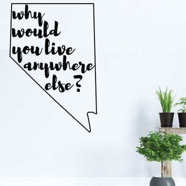 Nevada Wall Decor - Why Would You Live Anywhere Else - State Vinyl Decal Art Silhouette for Home Decor, Living Room or Family Room Decoration