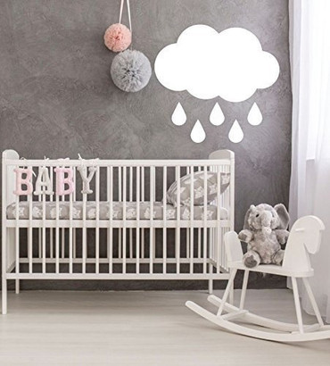 Nursery Wall Decal - Cloud With Rain Drops - Vinyl Wall Decor for Baby's Room, Bedroom or Play Room
