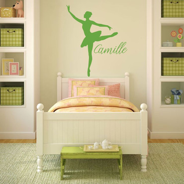Personalized Ballet Vinyl Decal for Girls Room - Customized Color, Size, and Name Wall Sticker for Bedroom or Dance Studio