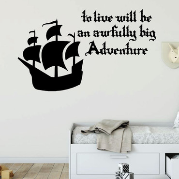Pirate Ship Wall Decal - Awfully Big Adventure - Vinyl Decor for Boys Room, Playroom or Nursery