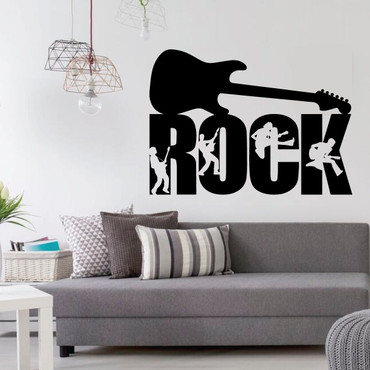 Rock Guitar Wall Decor - Guitar Players Silhouette - Music Studio Decor - Vinyl Decorations for Home, Bedroom or Playroom - Musician Gift