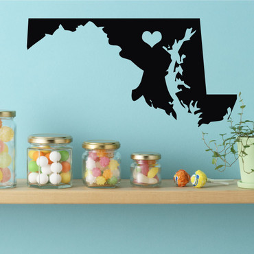State of Maryland - Vinyl Wall Decor, 7th State, Annapolis Maryland, Thirteen Colonies, Little America