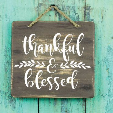 Thankful and Blessed Vinyl Wall Decal - Country Farmhouse Themed Home Decor for Living Room, Bedroom, Kitchen, Dining Room, or Office