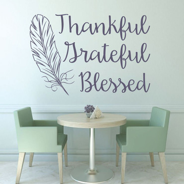 Thanksgiving Decorations - Thankful Grateful Blessed With Feather - Gratitude, Holiday Decor for Home, Preschool Classroom Decorations