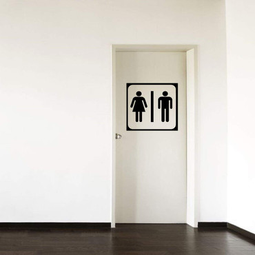 Unisex Restroom Decal - Vinyl Wall Sign for Men and Women Public Bathroom or Home Decor