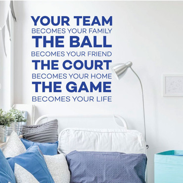 Volleyball or Basketball Wall Decal - Your Team, The Ball, The Court, The Game - Vinyl Decor for Boy's Bedroom or Playroom - Sports Decorations
