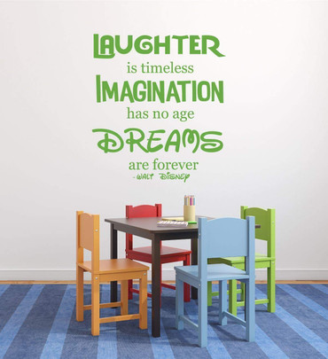 Wall Decal - Laughter is Timeless, Imagination Has No Age, and Dreams Are Forever - Vinyl Sticker for Kids Playroom or Nursery, Boys or Girls Bedroom Decor