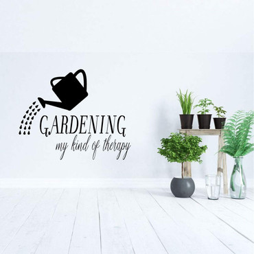 Wall Decal for Kitchen, Entry Way or Mudroom - 'Gardening, My Kind of Therapy ' Vinyl Lettering with Garden Pale Silhouette Home D'cor ' Fun Gift ' A Variety of Colors and Sizes