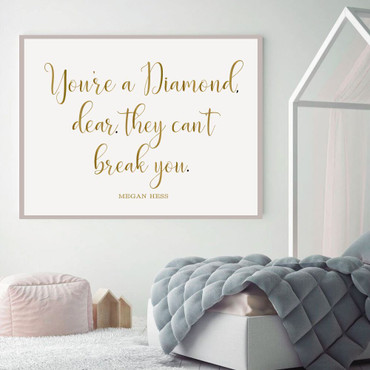 Wall Decals for Teen Girls - You're A Diamond, Dear. They Can't Break You - Motivational Vinyl Art For Home Decor
