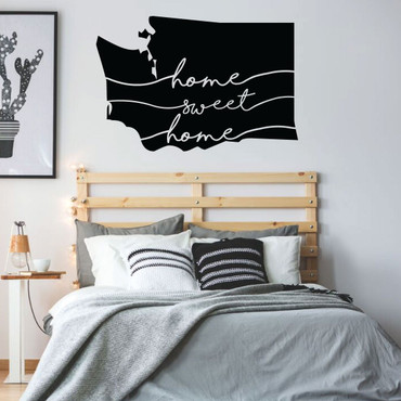 Washington Wall Decor - Home Sweet Home - State Decal Silhouette Vinyl Art for Home Decor, Living Room or Family Room Decoration