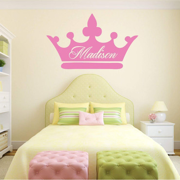 Princess crown wall decal with custom personalized name for girls room