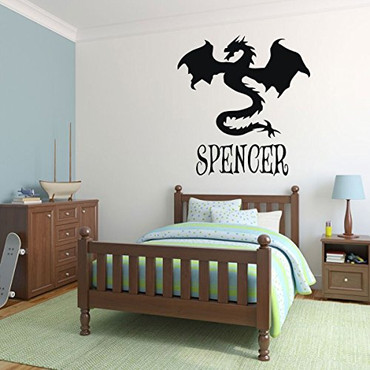 Personalized Dragon Wall Decor with Custom Name - Black