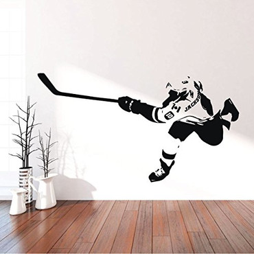 Hockey Wall Decal - Personalized Player Shooting Puck - Black