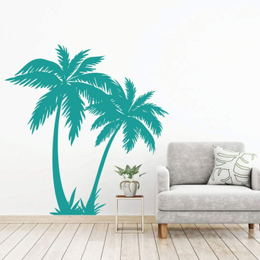 Palm Trees Vinyl Wall Decal - Turquoise
