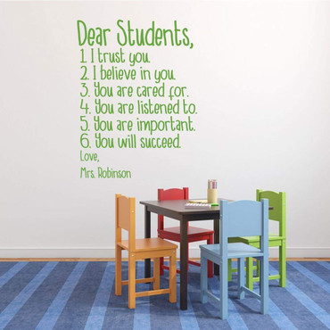 Motivational 'Dear Students' Quote with Custom Name - Green