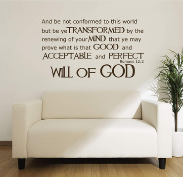 'Will of God' Romans 12:2 Quote Wall Decal - Black