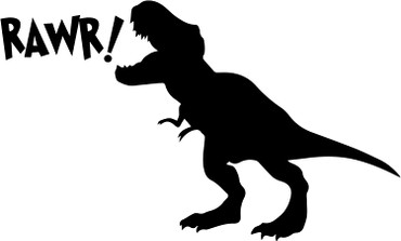 T Rex Rawr dinosaur vinyl wall decal for kids bedroom or playroom