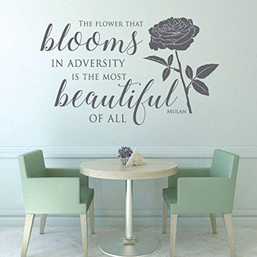 Mulan Quote Wall Decal | Flower Blooms in Adversity - Gray