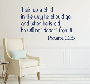Religious Quote Proverbs 22:6 Vinyl Wall Sticker | Train Up a Child in The Way He Should Go - Blue