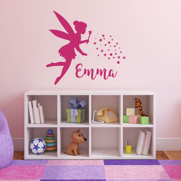 Pink Fairly Wall Sticker with custom name