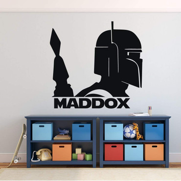 Customized Name Boba Fett Helmet Wall Decor - Black