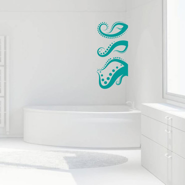 Turquoise Octopus Tentacles Vinyl Wall Decal - Side