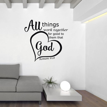 Romans 8:28 scripture vinyl wall decal - all things work together for good