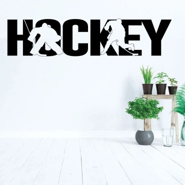 Hockey Wall Decal - Players Silhouette, Black