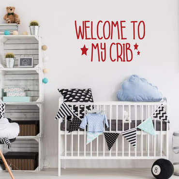 'Welcome To My Crib' Quote Vinyl Decal - Red