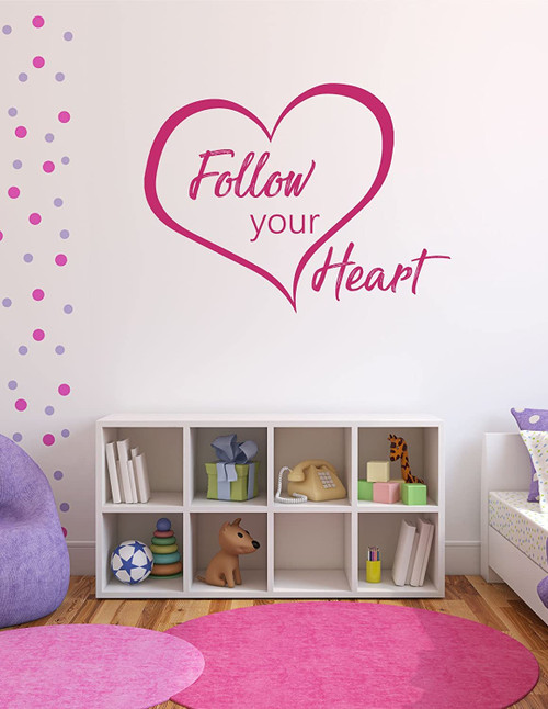 'Follow Your Heart' Love Wall Decal - Pink