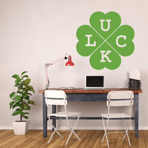 Four Leaf Clover Luck Wall Decal - Lime Green