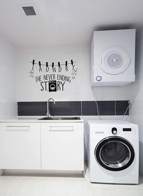 'Never Ending Story' Laundry Quote Wall Decal - Black