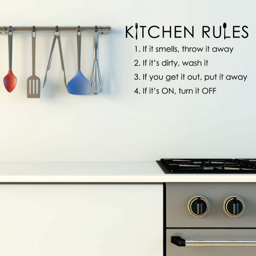 'Kitchen Rules' Kitchen Wall Decal - Black