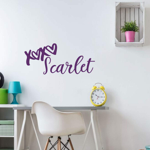Personalized Name 'Hugs and Kisses' Wall Decal - Purple