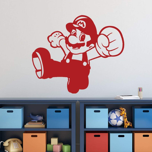 Super Mario Punch with Personalized Name Vinyl Decal Stickers - red