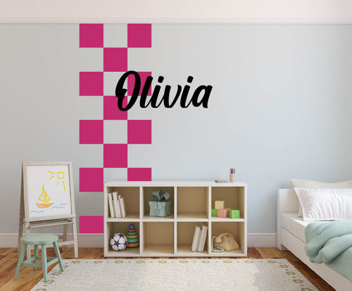 Checkered Square Vinyl Decal Stickers with personalized name option