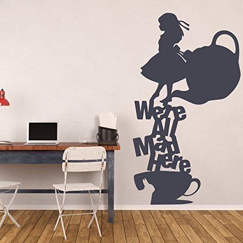 Alice In Wonderland Wall Decal Tea Party Vinyl Stickers - We're All Mad Here - Creatively Unique Home Decor Mural