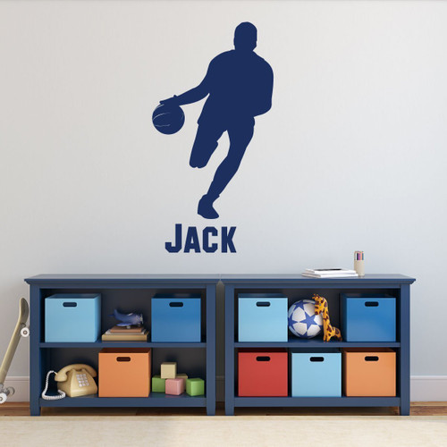 Basketball Player Vinyl Wall Decal With Custom Personalized Name Boys Room Decoration
