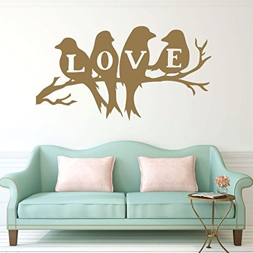 "Love" Birds Vinyl Wall Art, Gifts For Bird Lovers, Wall Art Decor for the Living Room, Home Office Decor
