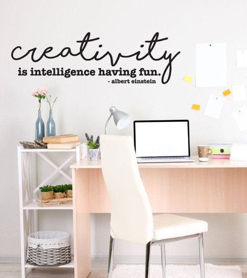 Albert Einstein Wall Decals - Creativity Is Intelligence - Vinyl Decoration for the Home, Office or Classroom Decor