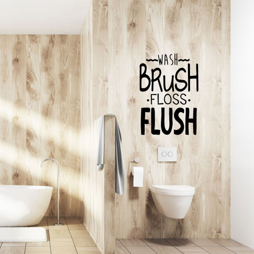 Bathroom Wall Decal - Wash Brush Floss Flush - Vinyl Decor for Home Decoration