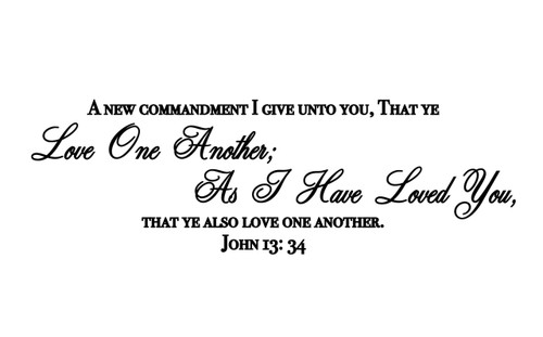 Bible Verse Wall Decals - John 13:34 Scripture Quote - Love One Another - Christian Vinyl Lettering Decor for Home, Office, Church